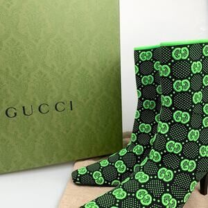 NIB Gucci GG 75mm Knit Ankle Boots Size 36.5 PARTY